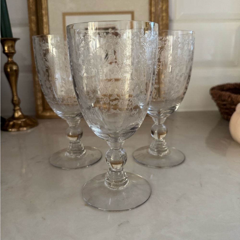 Duncan & Miller 1935-55 First Love 6 1/2" Iced Tea Glasses Goblets Set of 3